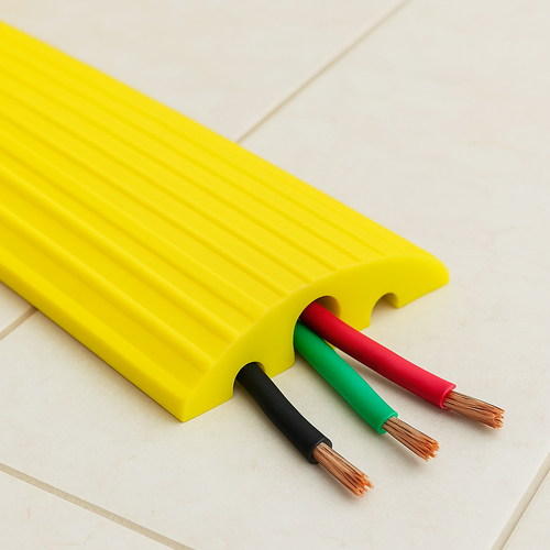 1.2m Heavy-Duty Cable Protector Ramp – Compact Rubber Cable Cover for Events, Construction & Outdoor Safety