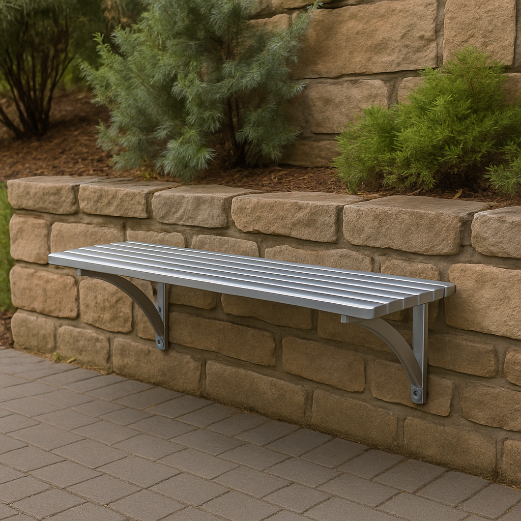 Metrosiq Wall Mounted Leaning Bench – Durable Steel Seating for Urban Public Spaces (1000mm & 1800mm)