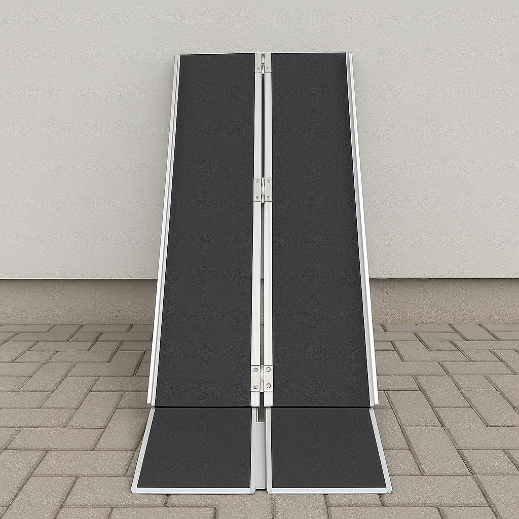 Telescopic Folding Wheelchair Ramp (4 ft – 7 ft) – Lightweight Aluminum Ramp with Anti-Slip Surface, 300 kg Capacity