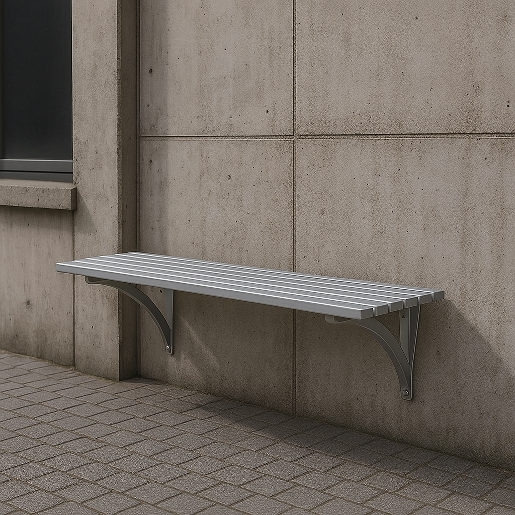 Metrosiq Wall Mounted Leaning Bench – Durable Steel Seating for Urban Public Spaces (1000mm & 1800mm)