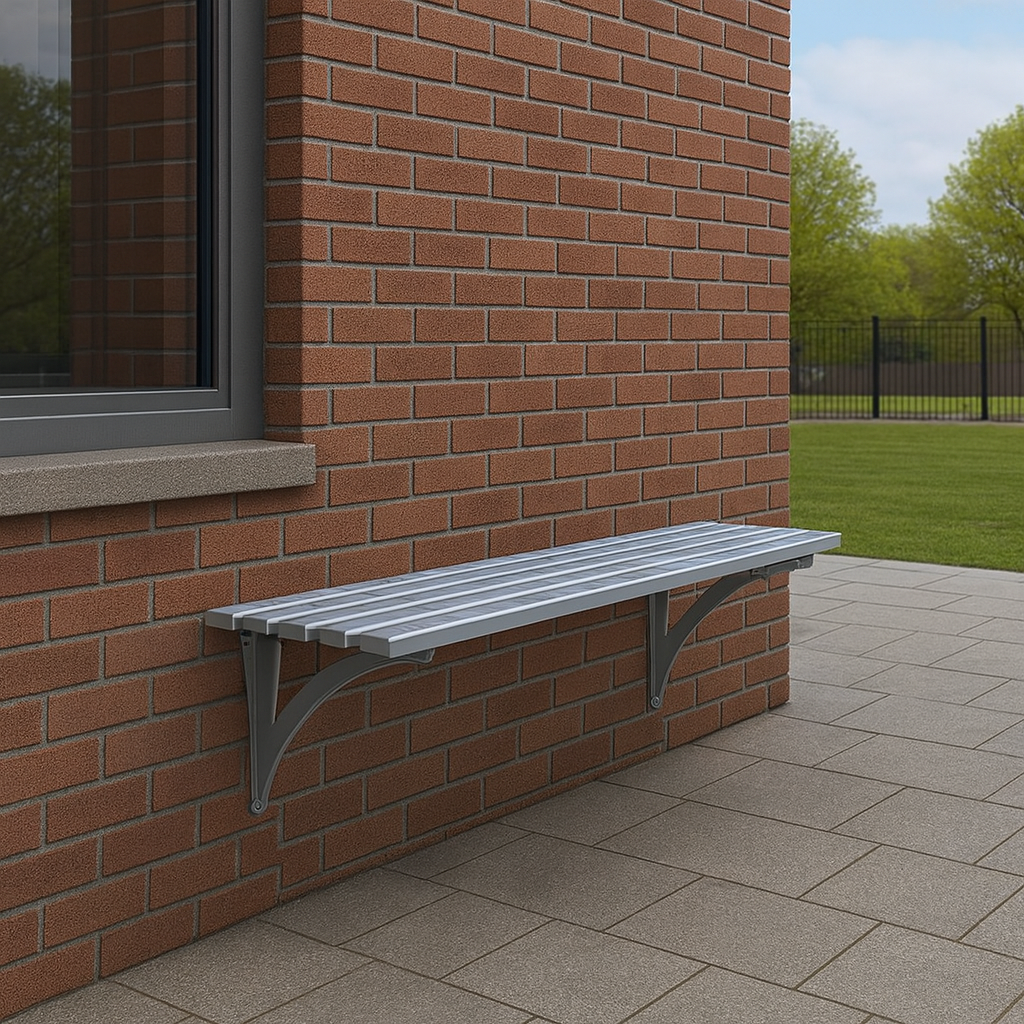 Metrosiq Wall Mounted Leaning Bench – Durable Steel Seating for Urban Public Spaces (1000mm & 1800mm)