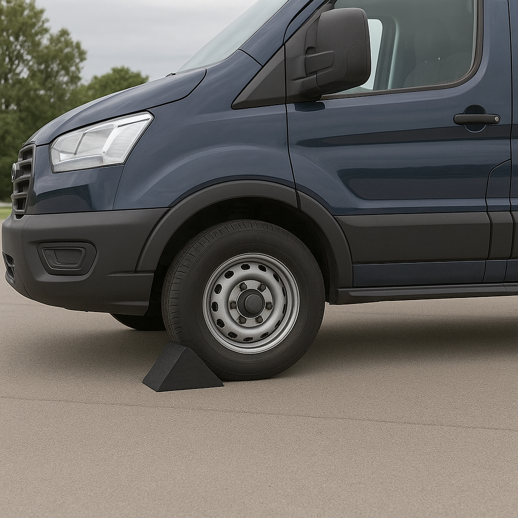 Heavy-Duty Rubber Wheel Chock for Trucks – Industrial-Grade, Slip-Resistant Tyre Stopper for HGVs, Lorries & Trailers