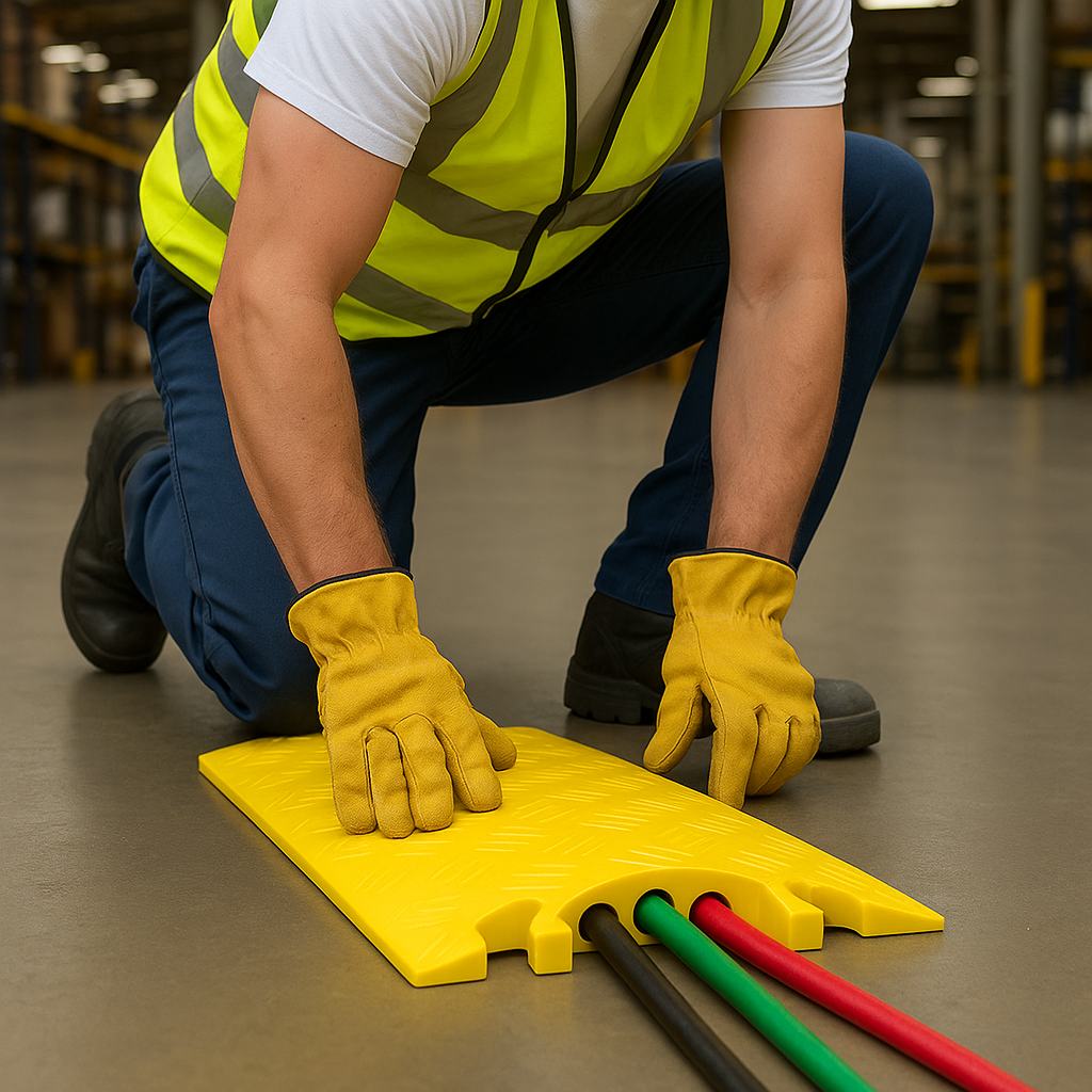 Heavy-Duty 5-Channel Hose & Cable Protector Ramp – Industrial Rubber Safety Cover for Roads, Events & Worksites