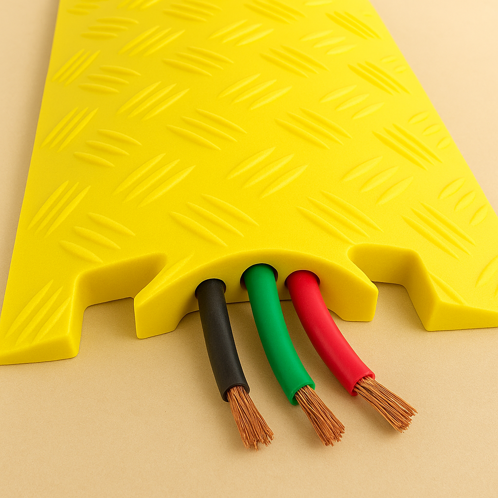 Heavy-Duty 5-Channel Hose & Cable Protector Ramp – Industrial Rubber Safety Cover for Roads, Events & Worksites