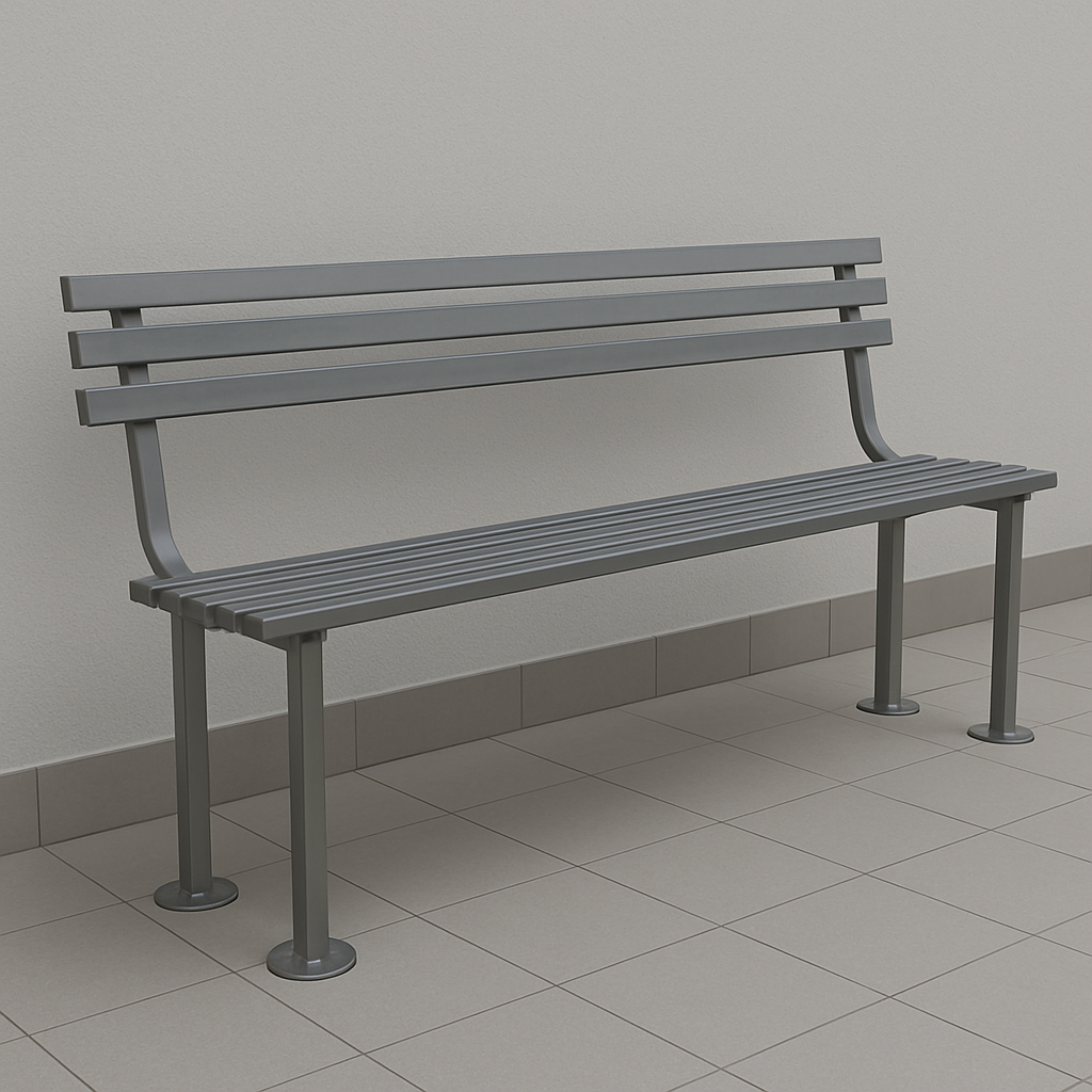 ModuForge 1800mm Galvanised Steel Seat | Durable Outdoor Bench for Parks, Schools & Public Spaces