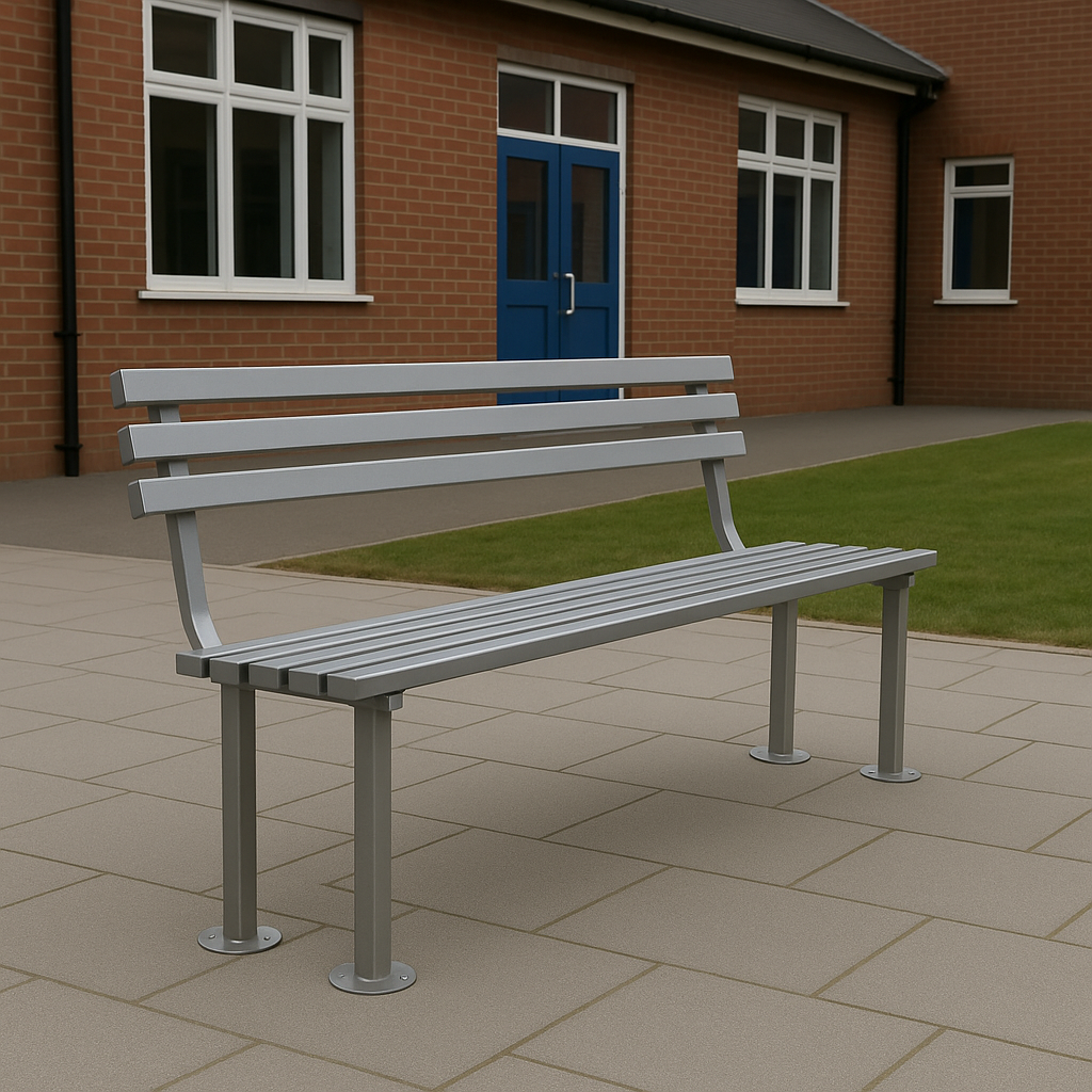ModuForge 1800mm Galvanised Steel Seat | Durable Outdoor Bench for Parks, Schools & Public Spaces