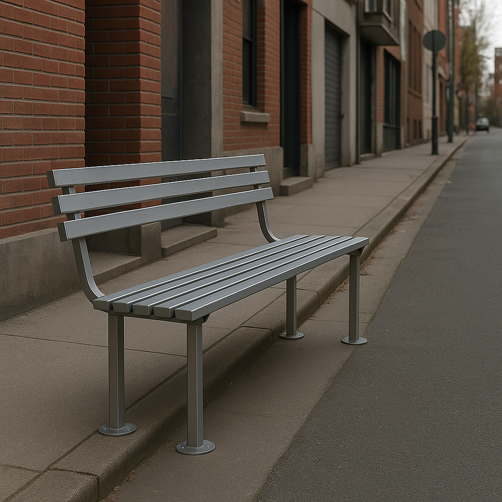 ModuForge 1800mm Galvanised Steel Seat | Durable Outdoor Bench for Parks, Schools & Public Spaces