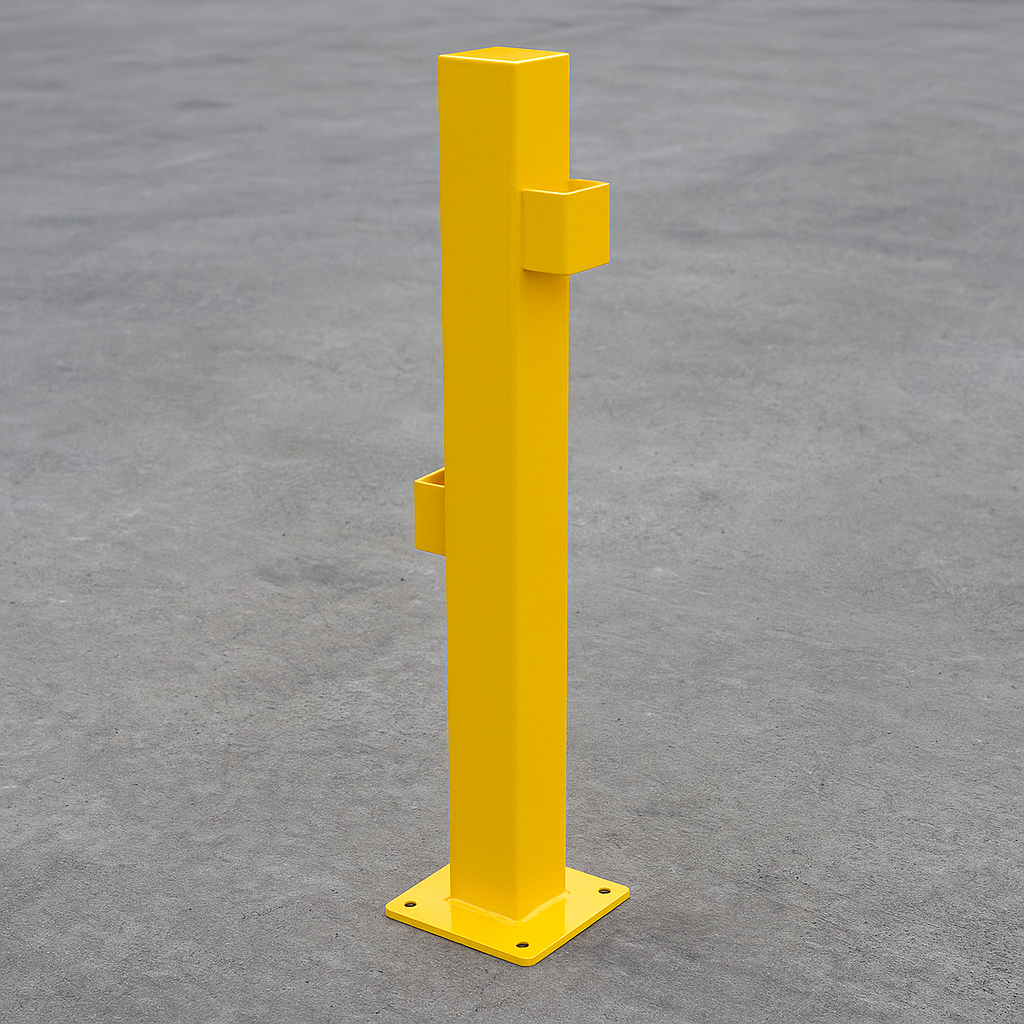 Black Bull HD Impact Protection Railing – 90° Corner Post 1000 mm Steel Safety Barrier for Indoor Use