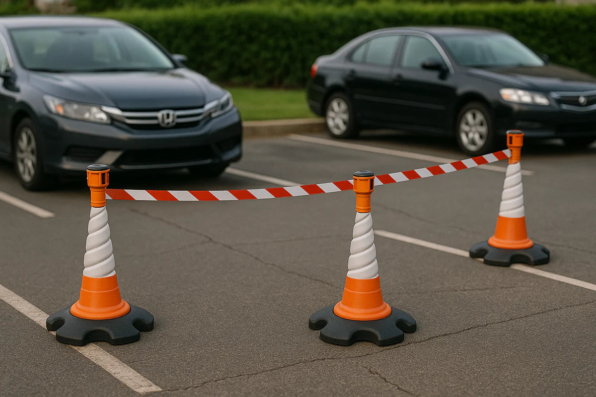27m Retractable Cone Topper Kit – High-Visibility Safety Barrier with Wind-Resistant Helix Cone