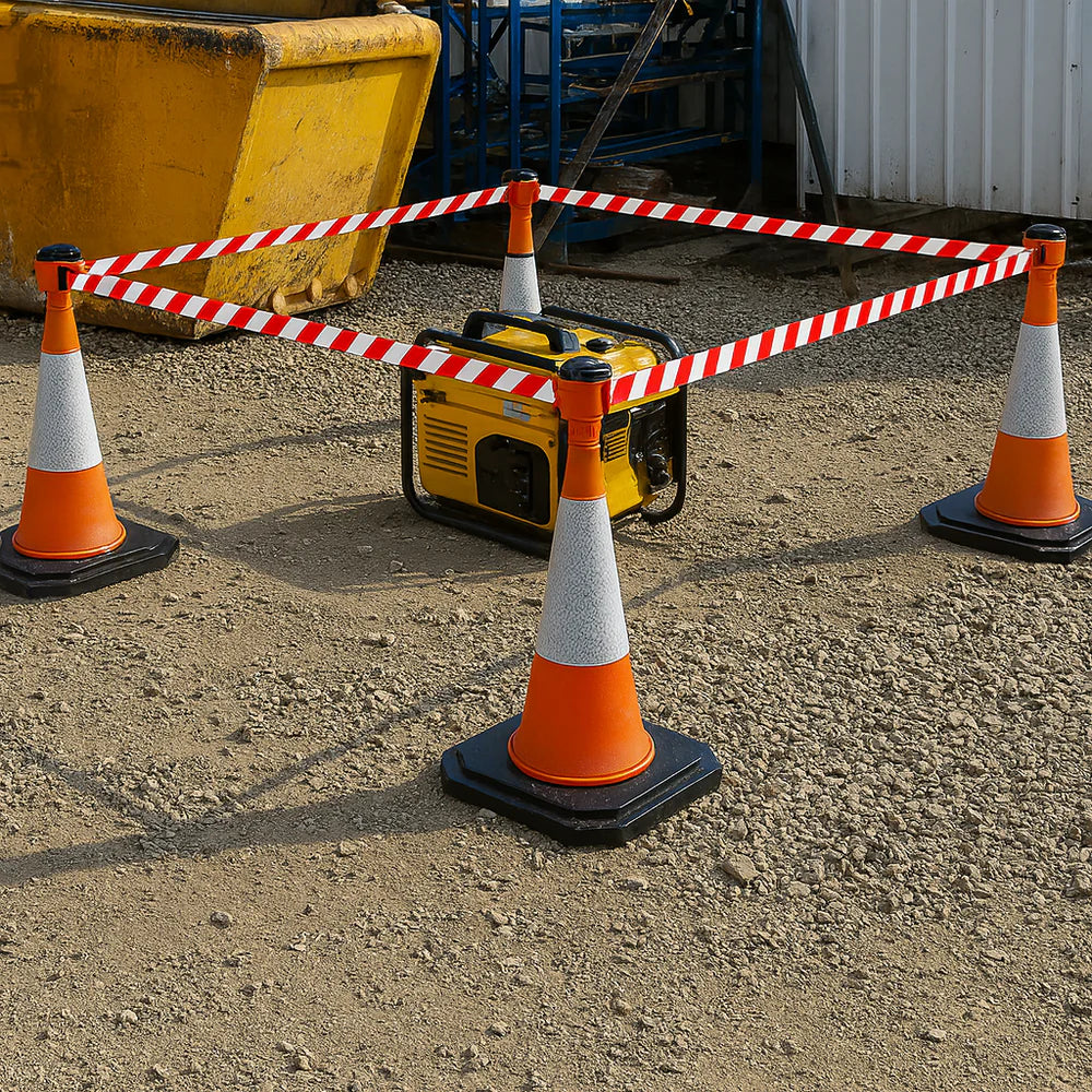 36m Cone-Top Retractable Safety Barrier Kit (KIT12) – Heavy-Duty Traffic & Crowd Control System