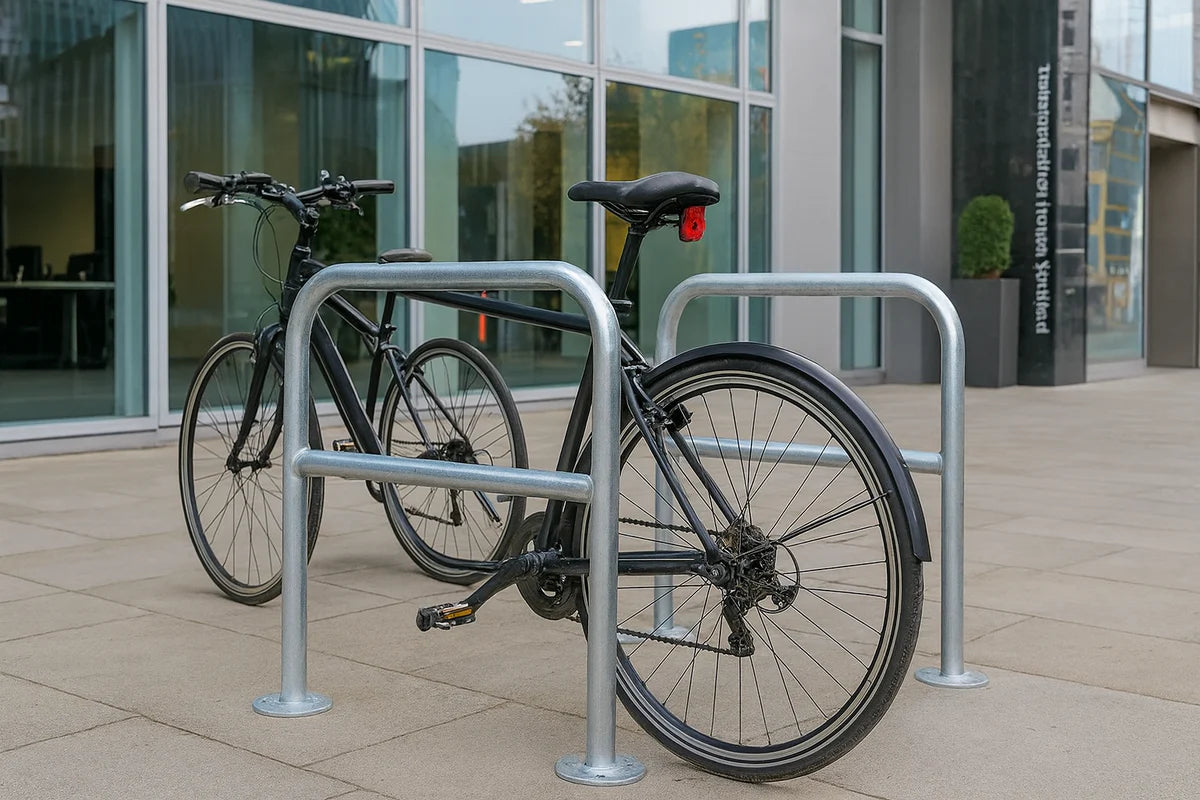 BiltHaus Cycle Stand – 48mm Ø | Secure 2-Bike Rack | Galvanised or Stainless Steel | Ragged or Flanged Fixings