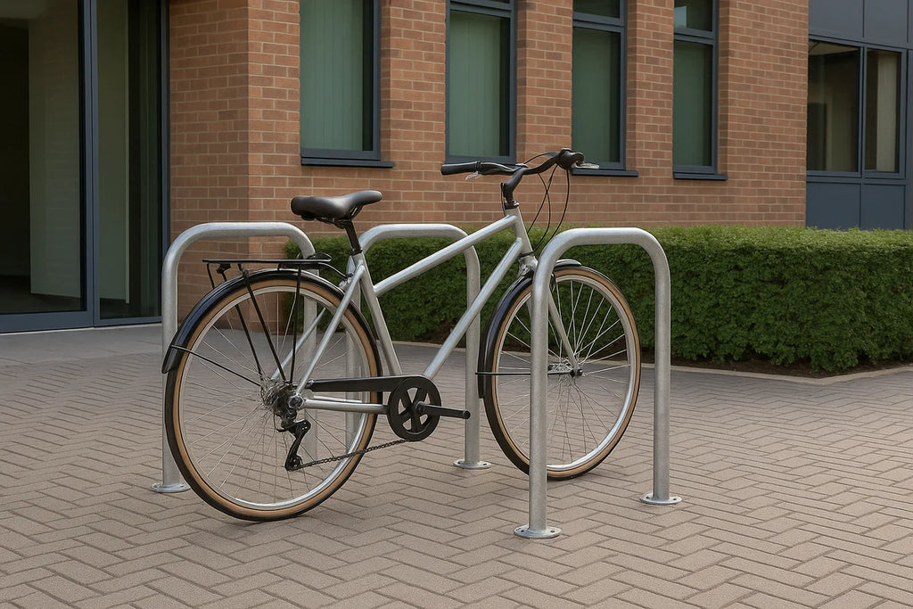BiltHaus Cycle Stand – 48mm Ø | Secure 2-Bike Rack | Galvanised or Stainless Steel | Ragged or Flanged Fixings