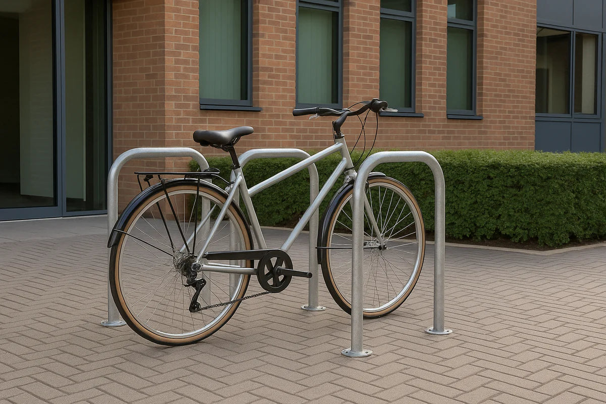 BiltHaus Cycle Stand – 48mm Ø | Secure 2-Bike Rack | Galvanised or Stainless Steel | Ragged or Flanged Fixings