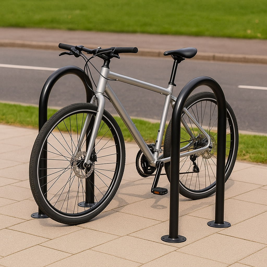 Eco SteelShef Cycle Stand – 48mm Diameter | Heavy-Duty Bike Rack for 2 Bicycles | Galvanised or Stainless Steel | Surface or In-Ground Mount