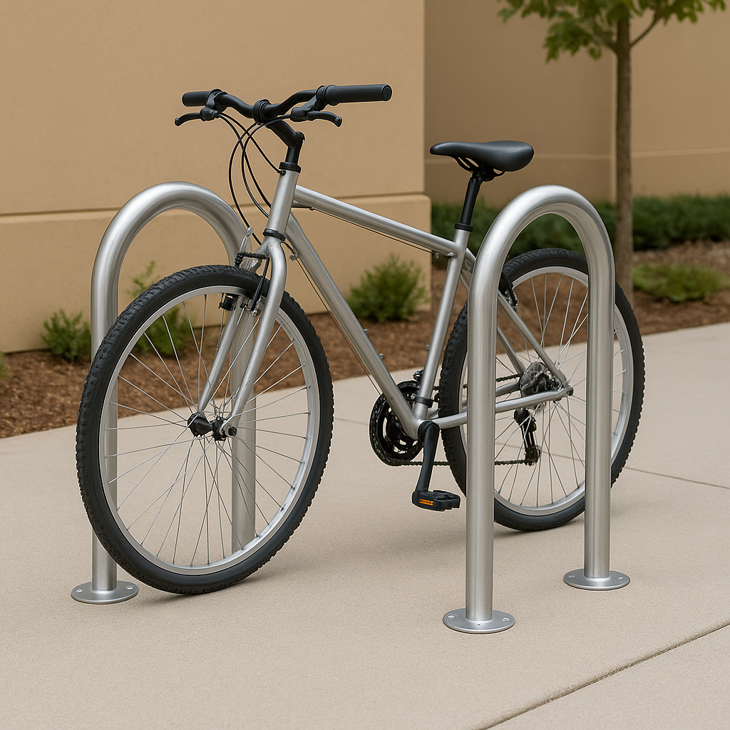 Eco SteelShef Cycle Stand – 48mm Diameter | Heavy-Duty Bike Rack for 2 Bicycles | Galvanised or Stainless Steel | Surface or In-Ground Mount