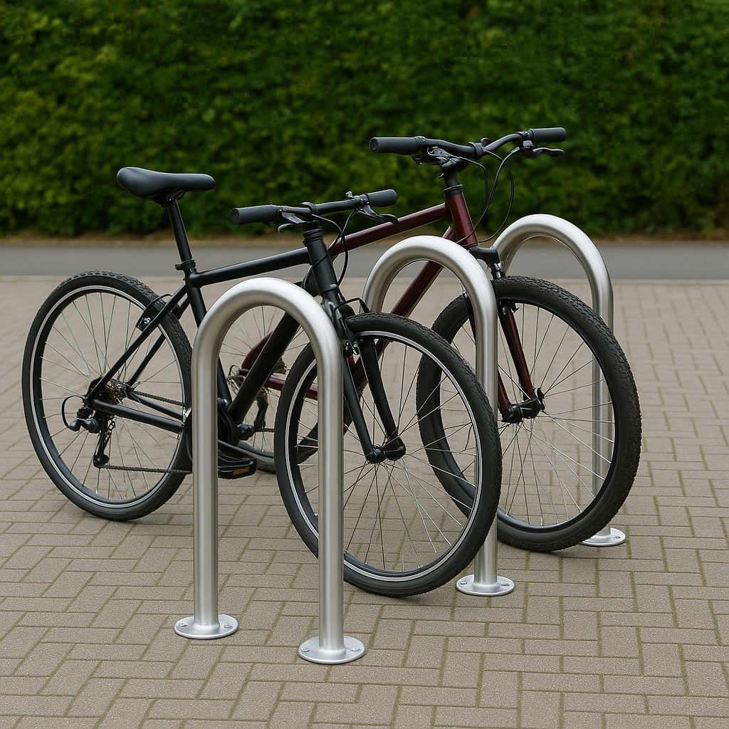 Eco SteelShef Cycle Stand – 48mm Diameter | Heavy-Duty Bike Rack for 2 Bicycles | Galvanised or Stainless Steel | Surface or In-Ground Mount