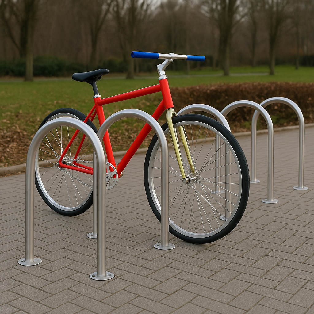 Eco SteelShef Cycle Stand – 48mm Diameter | Heavy-Duty Bike Rack for 2 Bicycles | Galvanised or Stainless Steel | Surface or In-Ground Mount