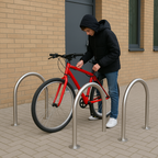 MetroFin 48mm Cycle Stand – Premium Hooped Bike Rack for 2 Bicycles | 750mm x 1020mm | Galvanised, Powder-Coated, or Stainless Steel
