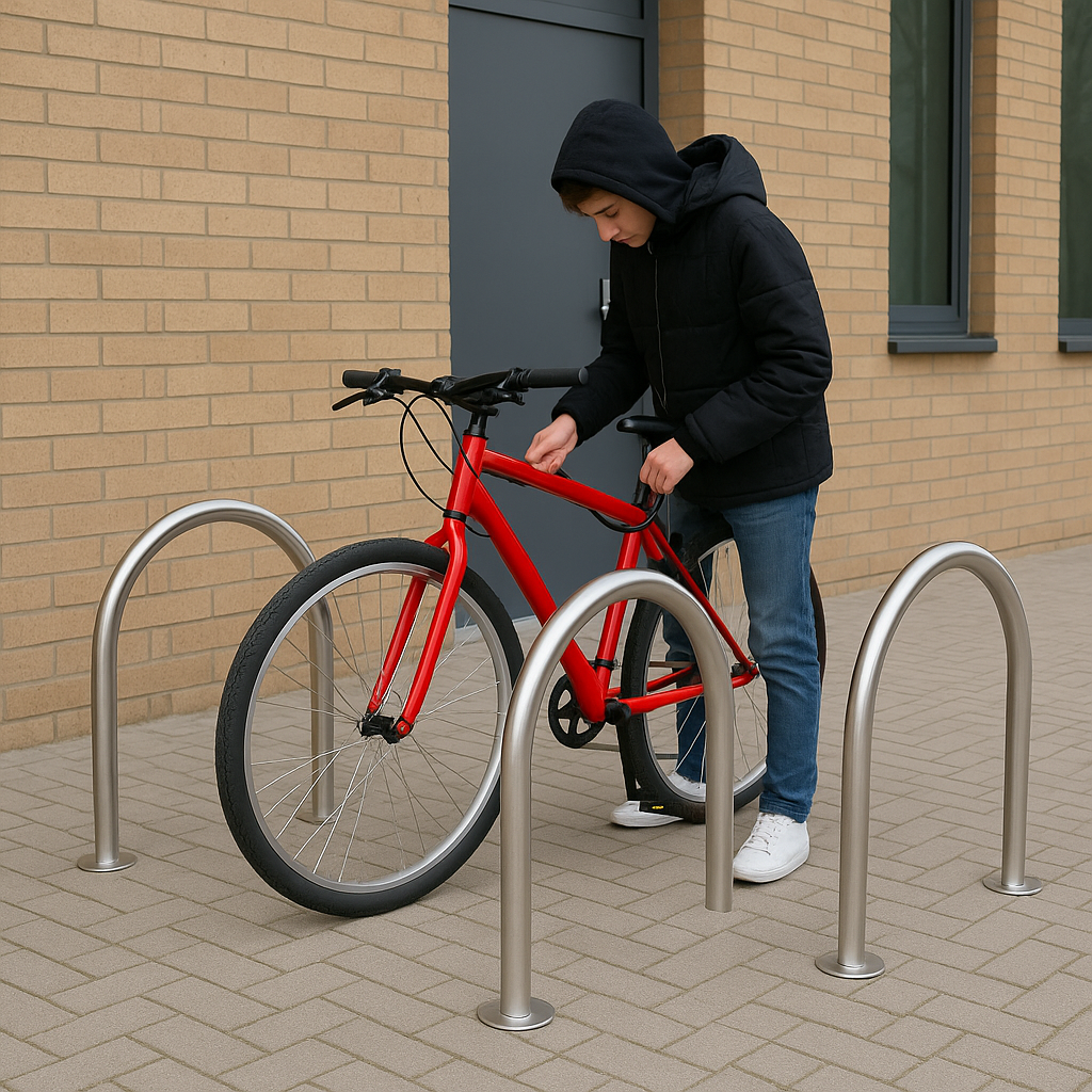 MetroFin 48mm Cycle Stand – Premium Hooped Bike Rack for 2 Bicycles | 750mm x 1020mm | Galvanised, Powder-Coated, or Stainless Steel