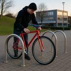 MetroFin 48mm Cycle Stand – Premium Hooped Bike Rack for 2 Bicycles | 750mm x 1020mm | Galvanised, Powder-Coated, or Stainless Steel