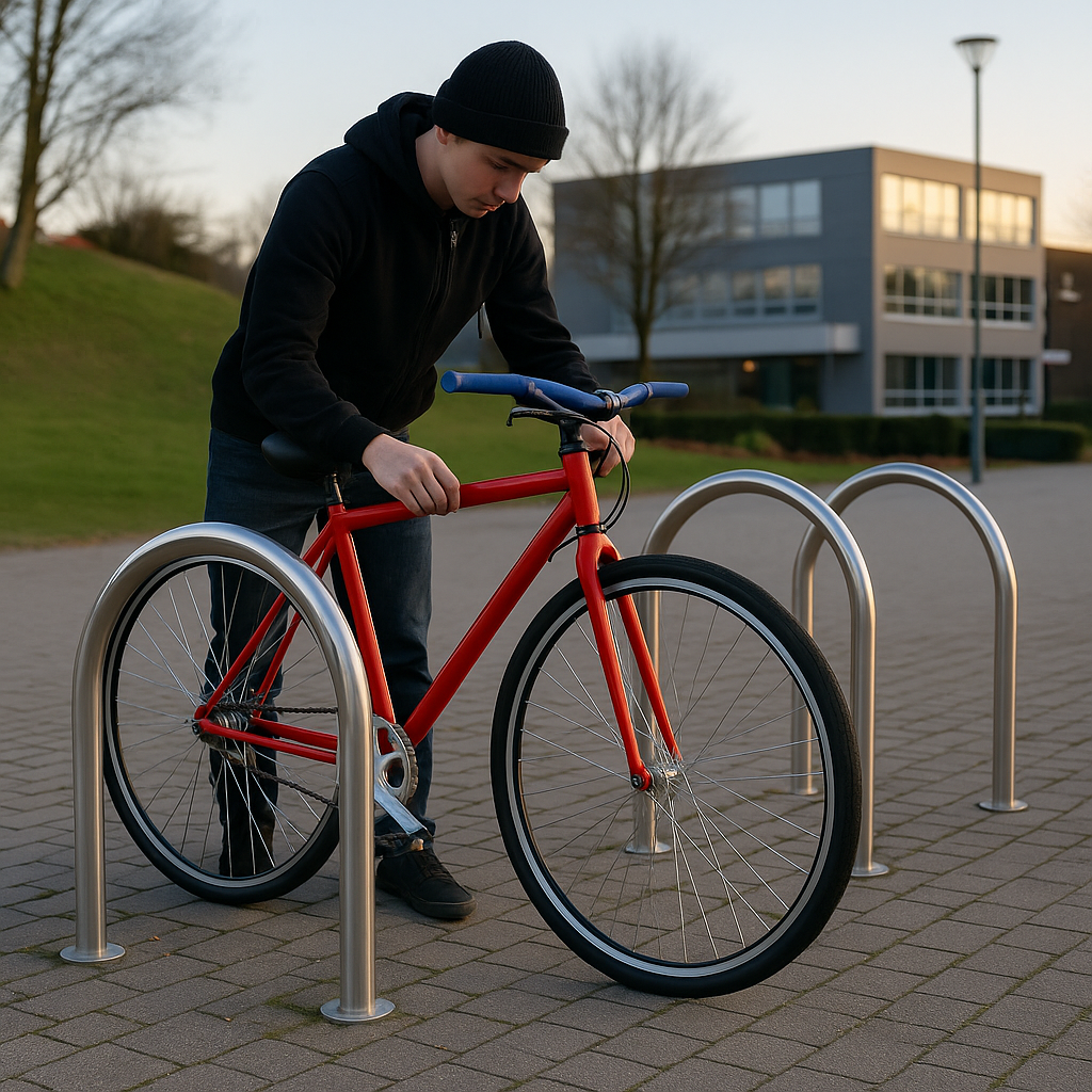 MetroFin 48mm Cycle Stand – Premium Hooped Bike Rack for 2 Bicycles | 750mm x 1020mm | Galvanised, Powder-Coated, or Stainless Steel