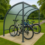 Premium VS1 Cycle Shelter – Galvanised Steel Frame with UV-Stabilised PETG Roof (Modular, Open-Sided Design)