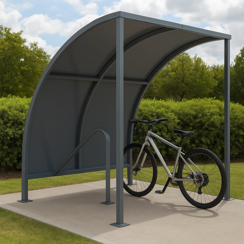 VS1 Modular Cycle Shelter – Galvanised Steel Frame & Roof with Integrated Cycle Stands (1m–5m + Extension Bays)