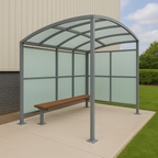 Brandon Modular Cycle Shelter – Galvanised Steel Frame with Curved Clear PETG Roof (1m–5m + Extension Bays)
