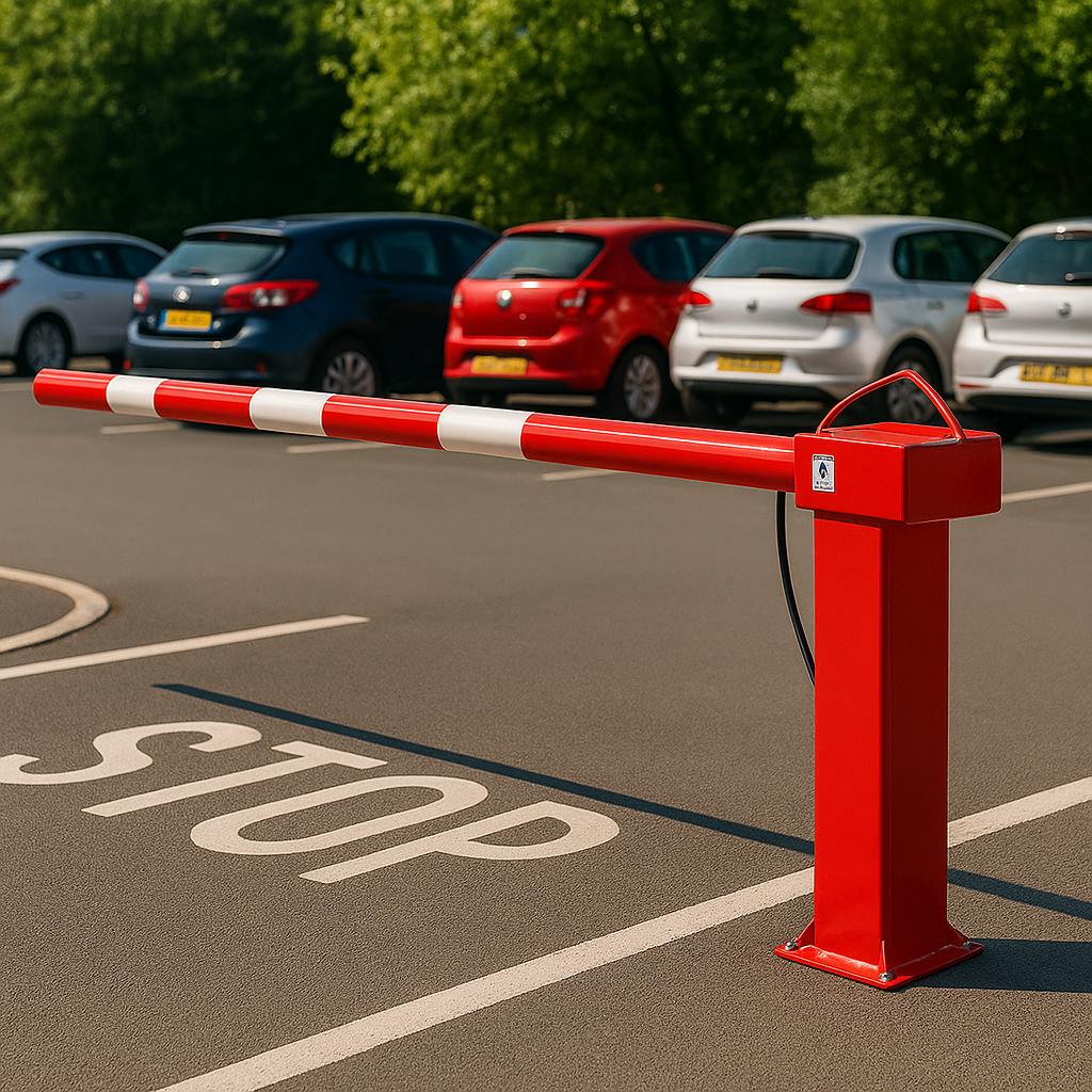 Compact Boom Barrier with Gas Damper & Swing Strut – Manual Access Control for Car Parks & Industrial Entrances (3–6m Span)