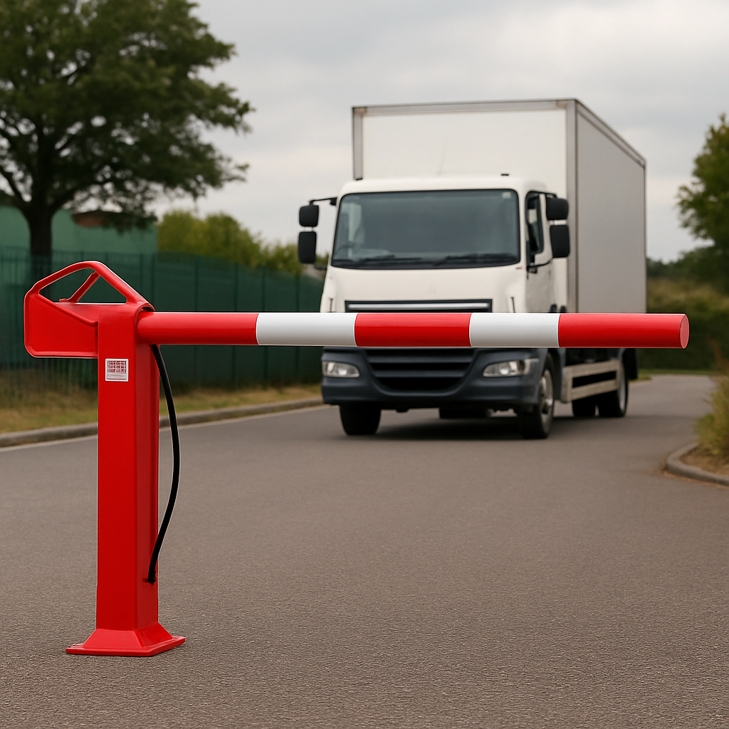 Compact Boom Barrier with Gas Damper & Swing Strut – Manual Access Control for Car Parks & Industrial Entrances (3–6m Span)