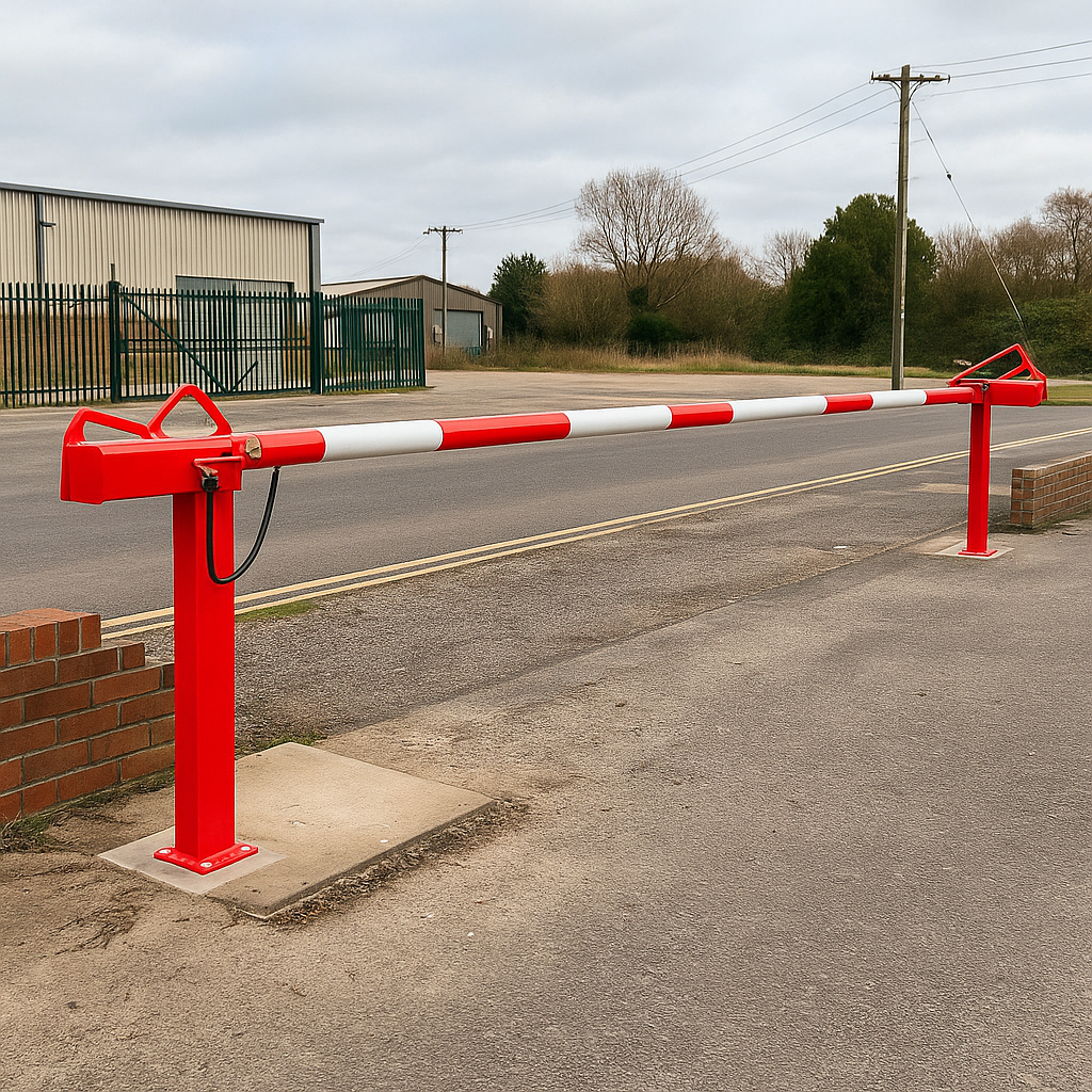 Compact Boom Barrier with Gas Damper & Swing Strut – Manual Access Control for Car Parks & Industrial Entrances (3–6m Span)