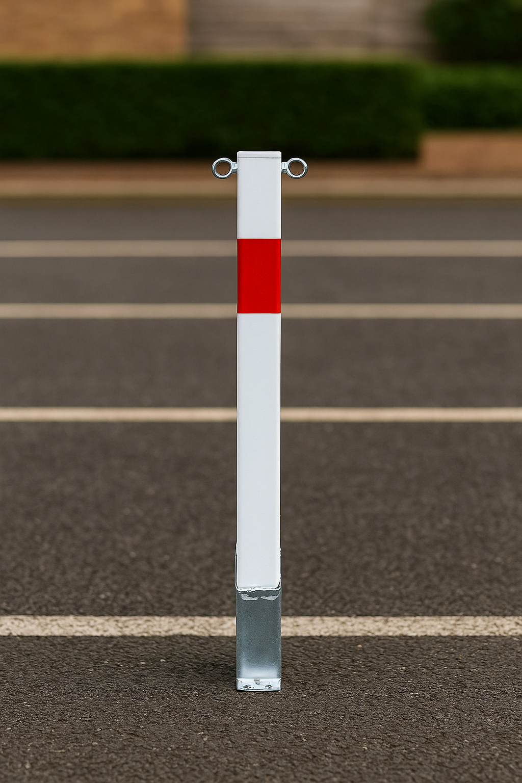 Heavy-Duty White & Red Removable Security Post with Chain Set