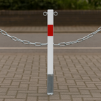 Heavy-Duty White & Red Removable Security Post with Chain Set