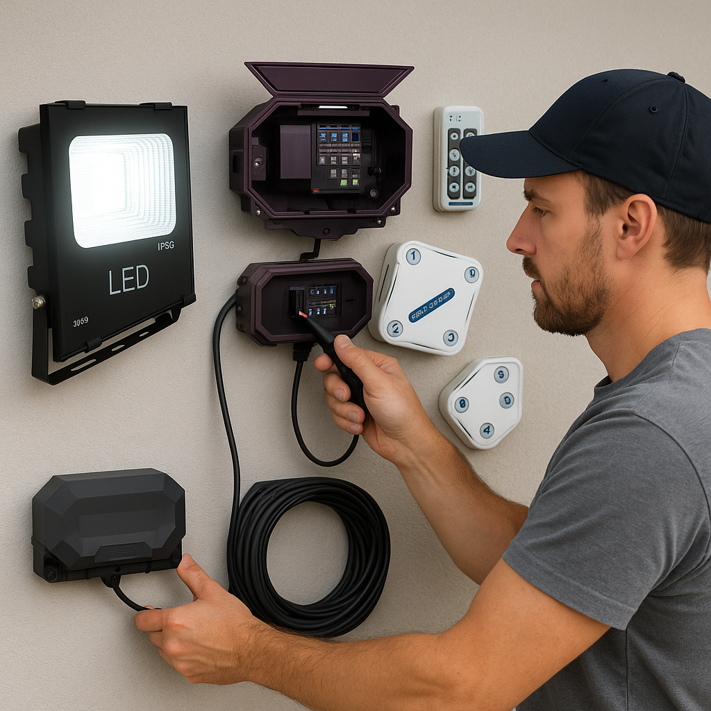 Protect-800 Long Range Wireless Driveway Metal & Vehicle Detecting Alarm with Flood Light