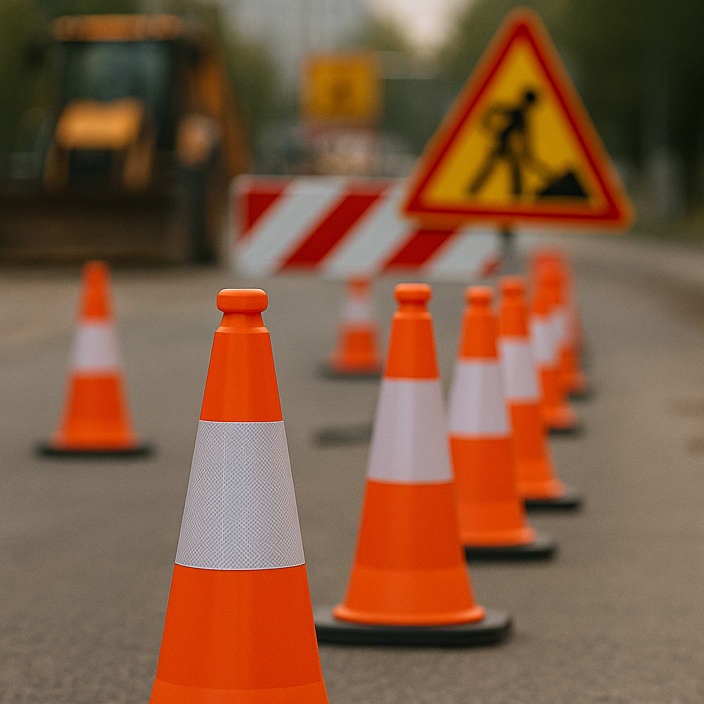 50 cm Flexible PVC Road Safety Cone – Virtually Unbreakable, High-Visibility & Recyclable