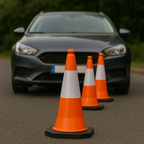 50 cm Flexible PVC Road Cone – Impact-Resistant, High-Visibility, Recyclable with Reflective Sheeting