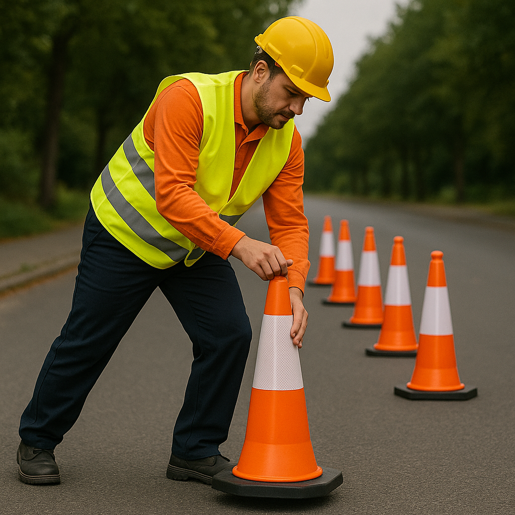 50 cm Flexible PVC Road Safety Cone – Virtually Unbreakable, High-Visibility & Recyclable