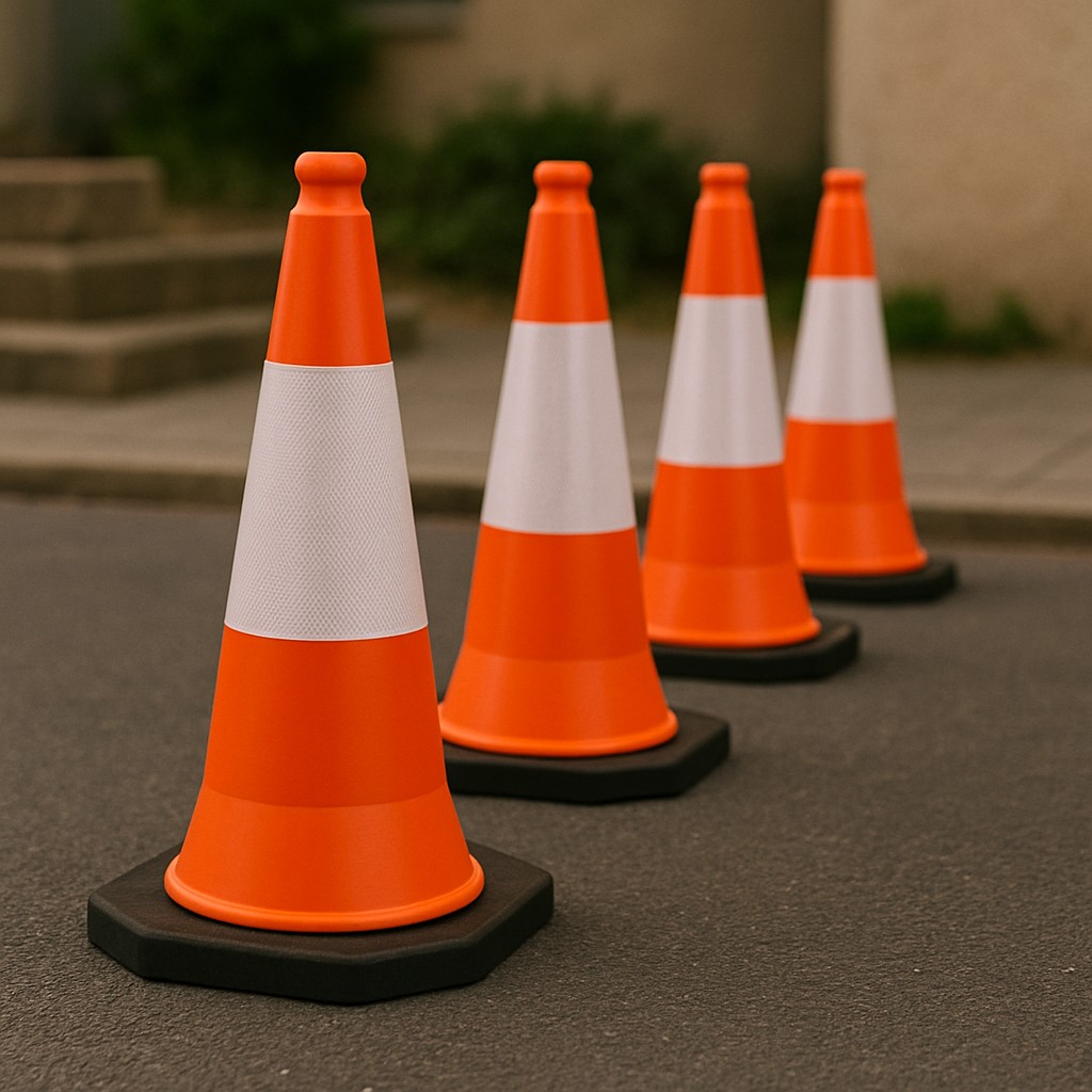 50 cm Flexible PVC Road Safety Cone – Virtually Unbreakable, High-Visibility & Recyclable