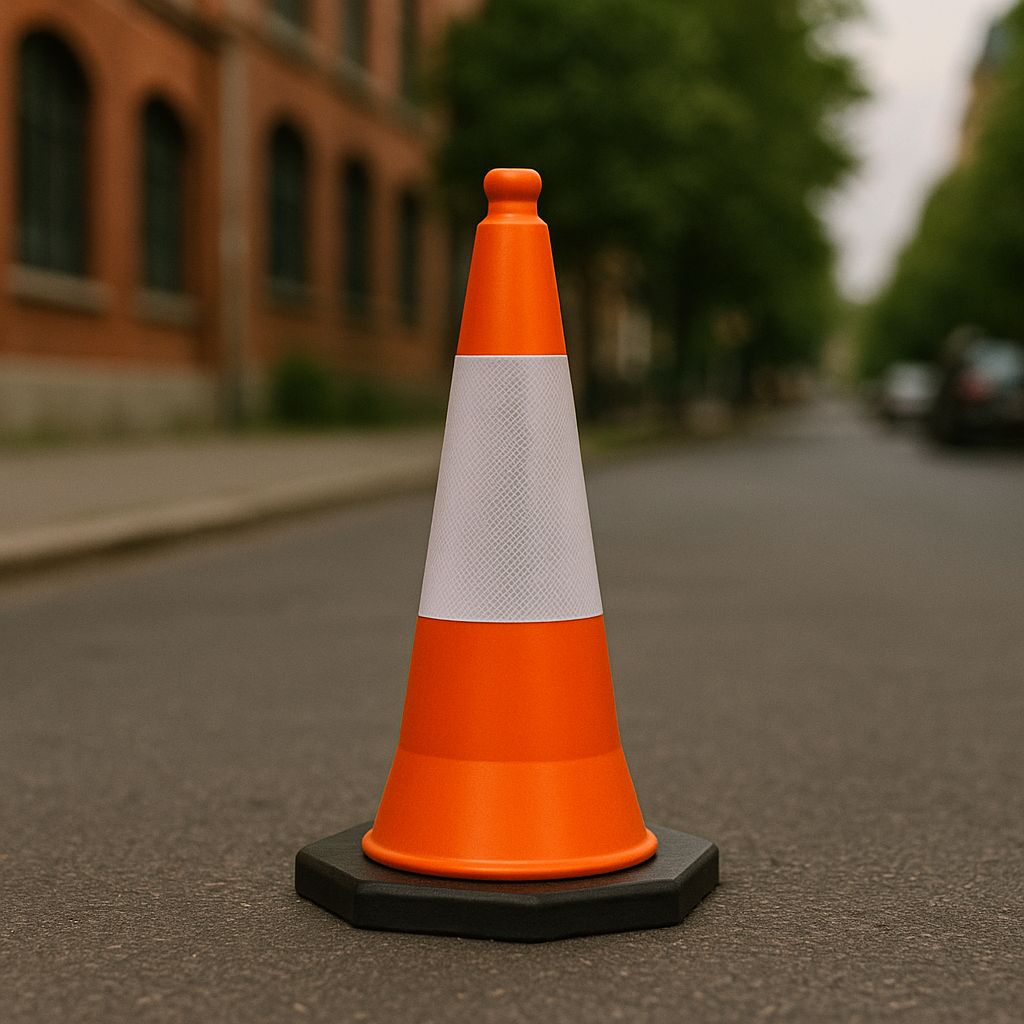 50 cm Flexible PVC Road Safety Cone – Virtually Unbreakable, High-Visibility & Recyclable