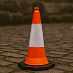 50 cm Flexible PVC Road Cone – Impact-Resistant, High-Visibility, Recyclable with Reflective Sheeting