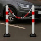 2 x Heavy-Duty Fold-Down Security Posts with Chain Kit – Complete Vehicle Access Barrier Set