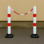 Red & White Folding Parking Post with Chain – Vehicle Access Barrier