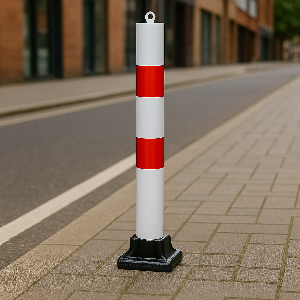2 × 76mm Red & White Fold-Down Parking Posts with Chain Kit