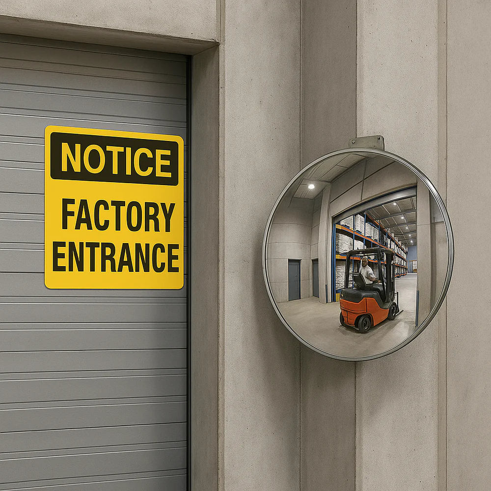 Heavy-Duty Vertical Half-Dome Safety Mirror – 180° Industrial & Warehouse Visibility (Wall-Mounted, 16kg)