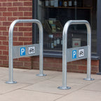 Hillform 48mm Cycle Stand with Integrated Sign – Secure 2 Bicycles | Galvanised, Ragged or Flanged Fixings
