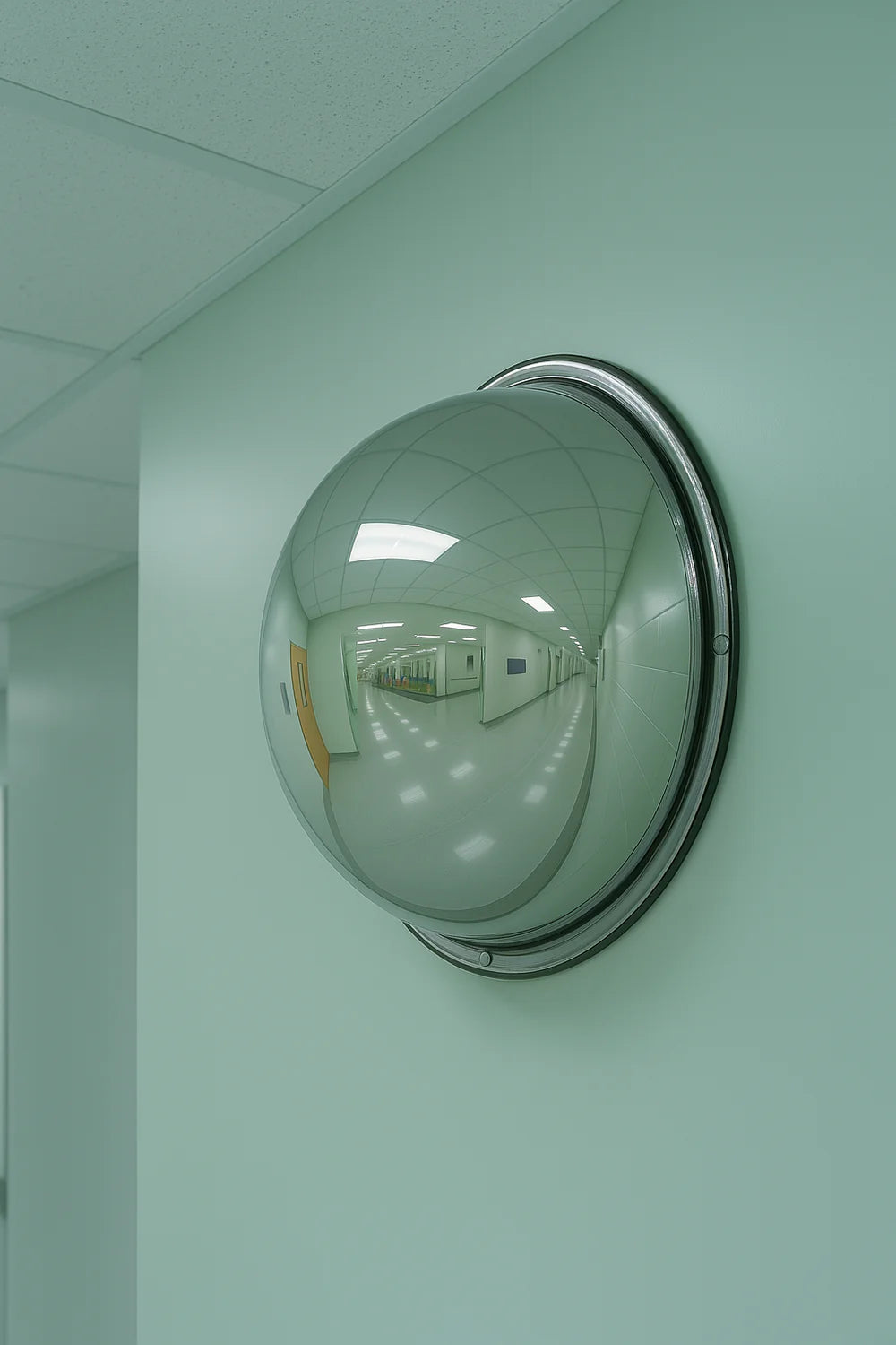 Industrial Hemispherical Mirror – 360° Safety Monitoring for Indoor Spaces