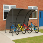 Leyton Cycle Shelter – Galvanised Steel Frame with Solid Galvanised Roof & Rear Panel (1m–5m + Extension Bays)