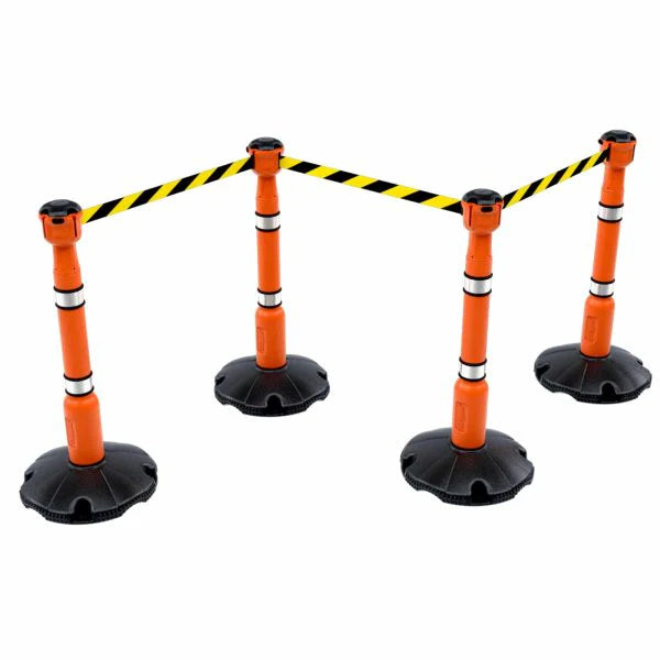 27m Retractable Safety Barrier Kit (KIT01) – Heavy-Duty Post & Base System with High-Visibility Tape