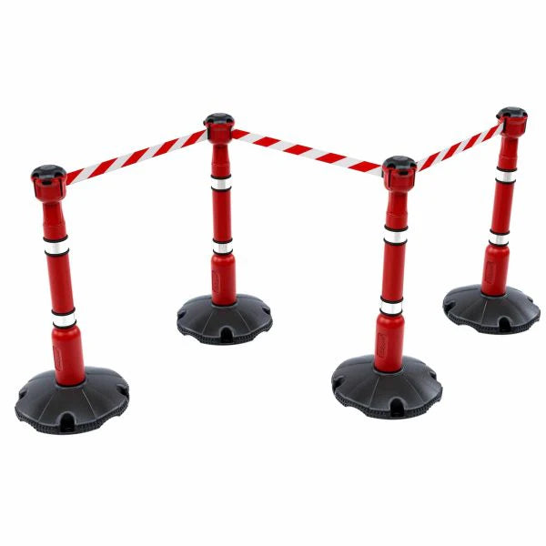 27m Retractable Safety Barrier Kit (KIT01) – Heavy-Duty Post & Base System with High-Visibility Tape
