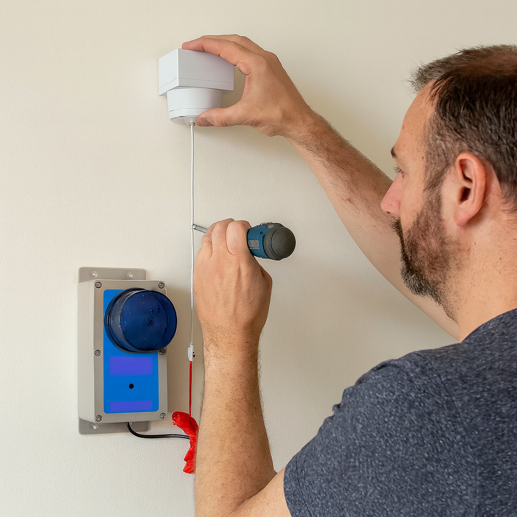 Wireless Disabled Toilet Alarm Kit – Pull-Cord Switch with Siren & Strobe, Up to 100m Range